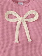 Children's Bowknot Ruffle Trim Top and Shorts Set