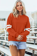 Coffee Varsity Striped Detail Drop Shoulder Oversized Sweatshirt