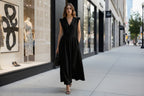 V-Neck Puff-Sleeve Dress with Pockets – Cotton Linen, 7 Colors