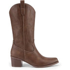 Dream Pairs Womens Size 8 Brown Faux Leather Embroidered 2.5" Heel Cowboy Boots