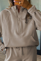Jet Stream Half Zip Thumbhole Sleeve Hoodie Active Pants 2pcs Outfit
