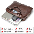 Genuine Leather Large Capacity Briefcase Men's Horizontal First Layer Cowhide Computer Storage Bag