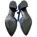 Idifu Womens Size 6 Navy Faux Suede Closed Toe 2" Block Heel Ankle Strap Shoes