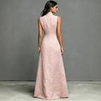 Women's Stand-Collar Single-Breasted Sleeveless Midi Dress
