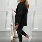 Women’s Notch-Lapel Blazer & Drawstring Pants Suit Set