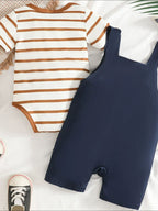 Children's Striped Bodysuit and Overalls Set