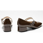 New GotSoft Womens Size 9 Brown Faux Leather Mary Jane Low Heel Closed Toe Shoes