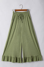 Dune Solid Color Ruffle Hem Wide Leg Pants