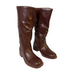 FemFlame Womens 8.5 Dark Brown 1.5" Heel Knee High Boots Closed Square Toe Shoes