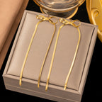 Stainless Steel Jewelry Wholesale Non-tarnish Herringbone Bow Earrings
