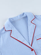 Striped Contrast Trim Top and Shorts Lounge Set