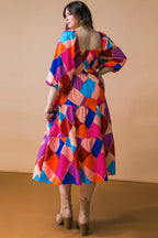 PULLING HEARTSTRINGS WOVEN MIDI DRESS