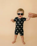 Bamboo Shorty Romper  | Palm Style Black
