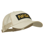 Black NASA Big Size Garment Washed Mesh Patched Cap