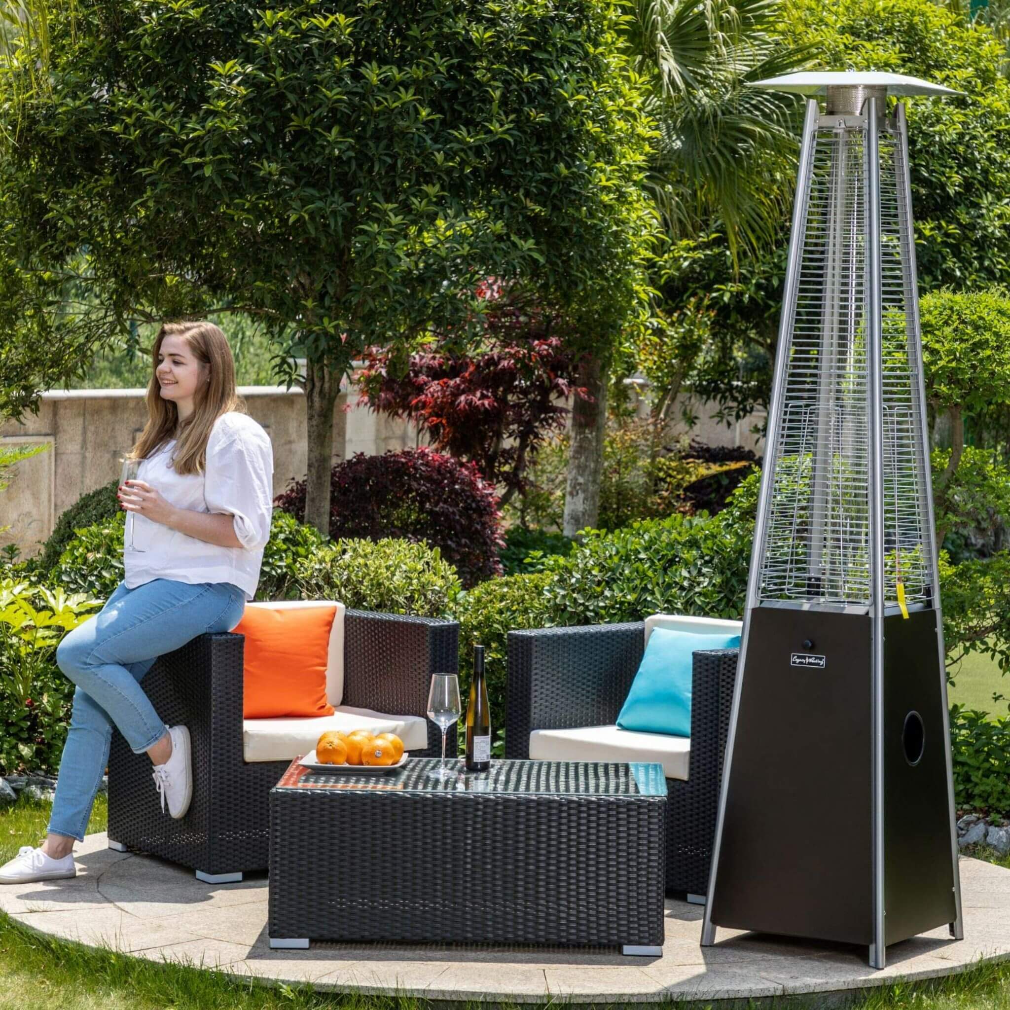 Legacy Heating Commercial Bronze Quartz Glass Tube Patio Outdoor Propane Heater For Backyards, Decks And Restaurants (SAK89210)