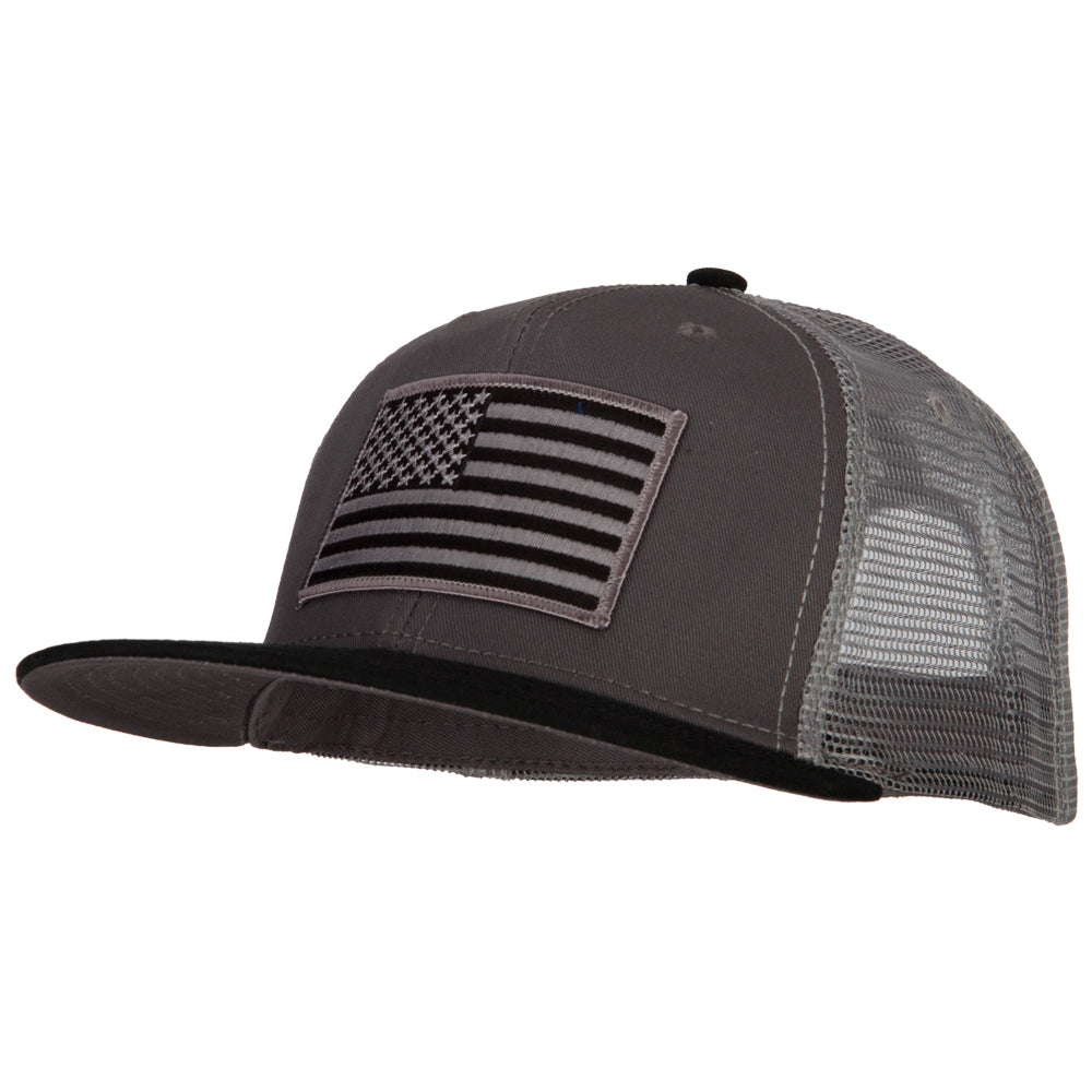 American Grey Flag Patched Big Size Flat Bill Trucker Cap