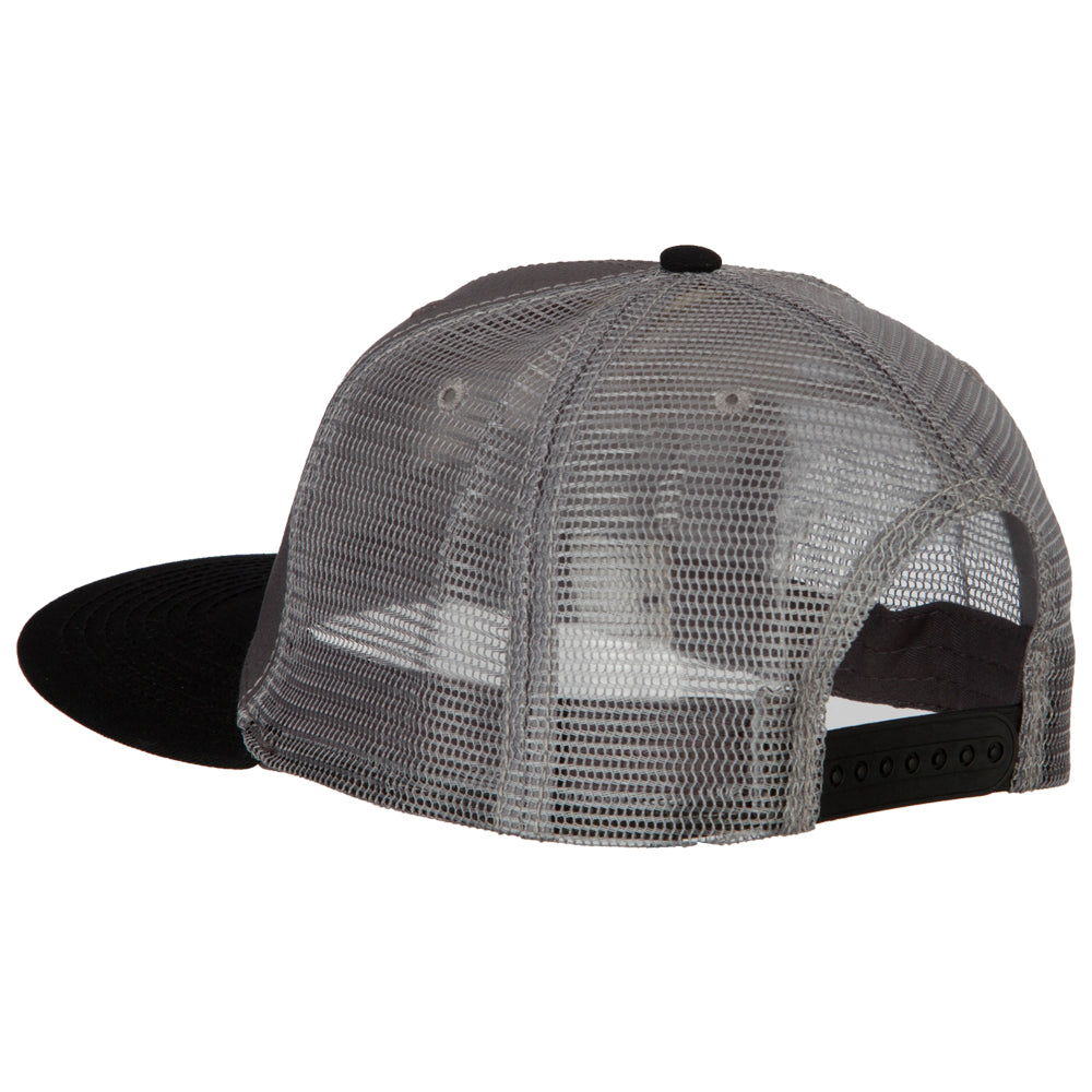 American Grey Flag Patched Big Size Flat Bill Trucker Cap