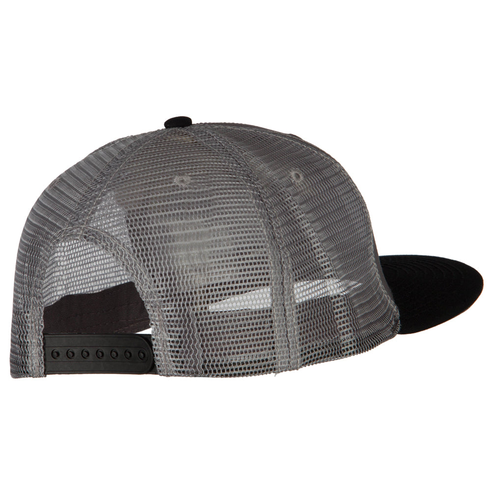 American Grey Flag Patched Big Size Flat Bill Trucker Cap