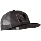 American Grey Flag Patched Big Size Flat Bill Trucker Cap