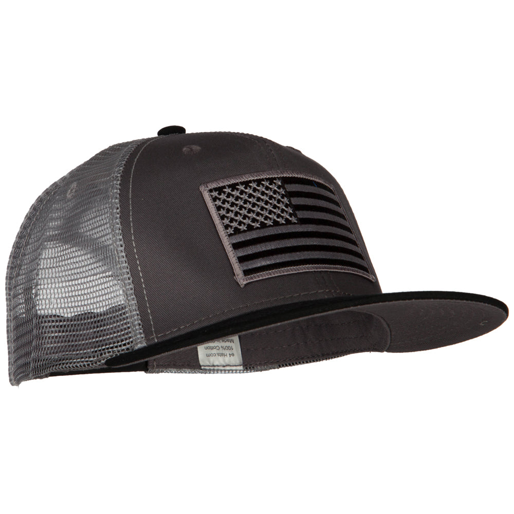 American Grey Flag Patched Big Size Flat Bill Trucker Cap