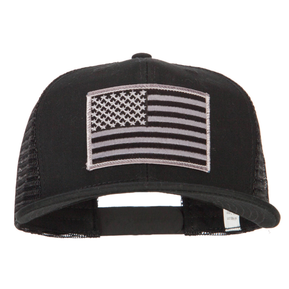 American Grey Flag Patched Big Size Flat Bill Trucker Cap