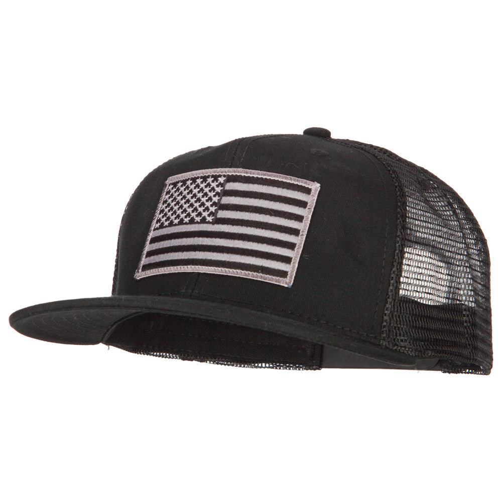 American Grey Flag Patched Big Size Flat Bill Trucker Cap