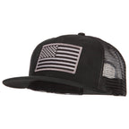 American Grey Flag Patched Big Size Flat Bill Trucker Cap