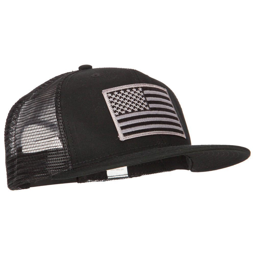 American Grey Flag Patched Big Size Flat Bill Trucker Cap