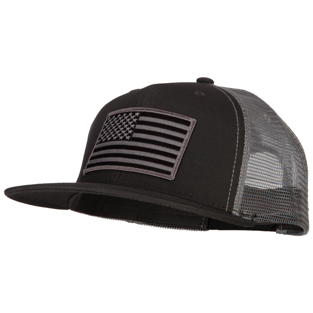 American Grey Flag Patched Big Size Flat Bill Trucker Cap