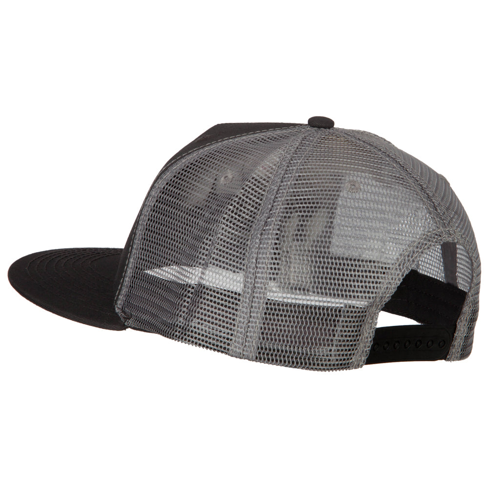American Grey Flag Patched Big Size Flat Bill Trucker Cap