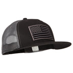 American Grey Flag Patched Big Size Flat Bill Trucker Cap