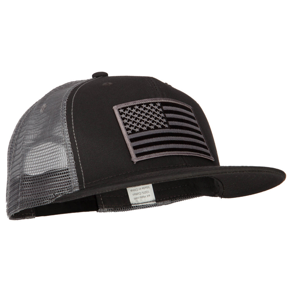 American Grey Flag Patched Big Size Flat Bill Trucker Cap