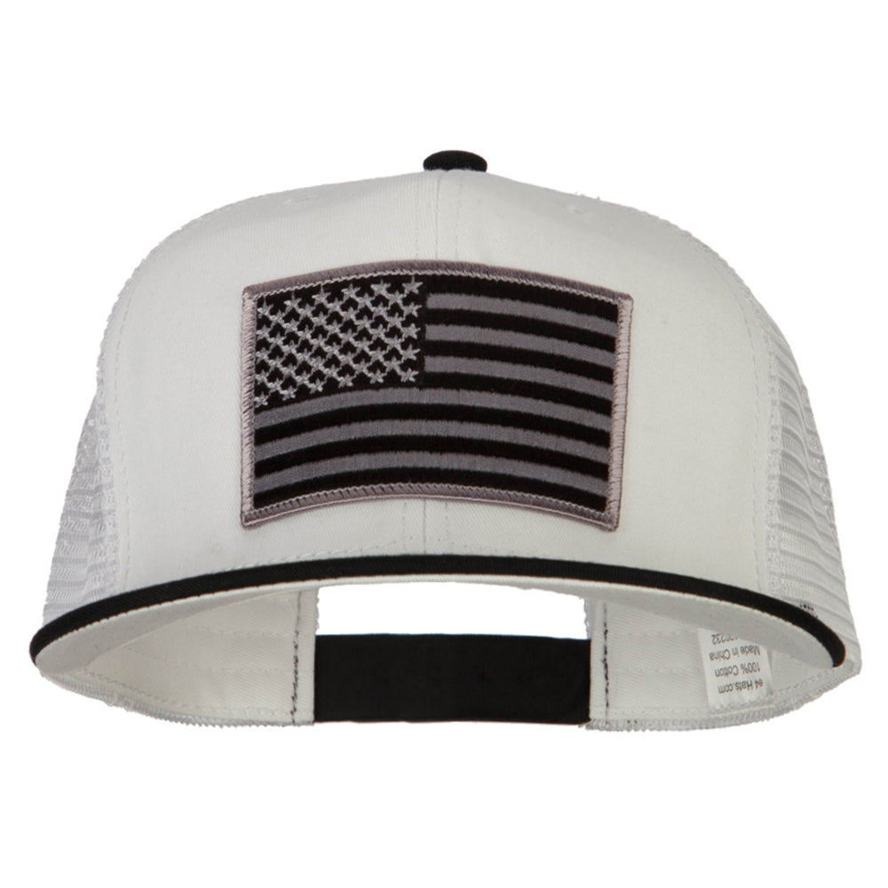 American Grey Flag Patched Big Size Flat Bill Trucker Cap
