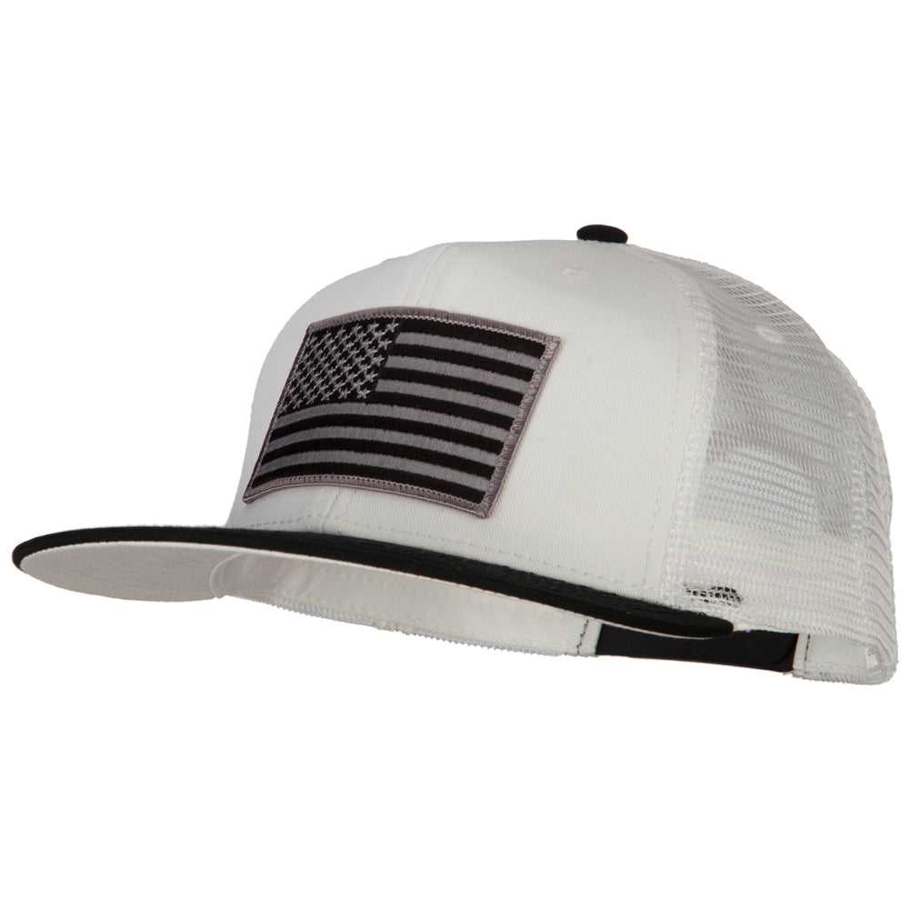 American Grey Flag Patched Big Size Flat Bill Trucker Cap