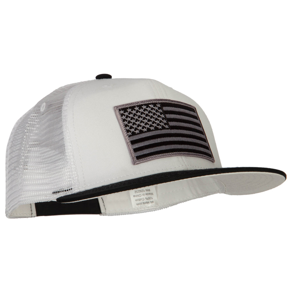American Grey Flag Patched Big Size Flat Bill Trucker Cap