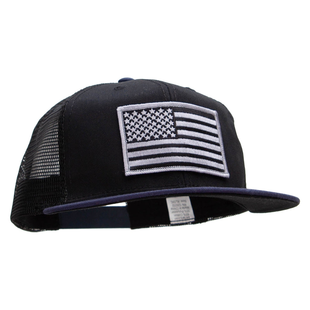 American Grey Flag Patched Big Size Flat Bill Trucker Cap