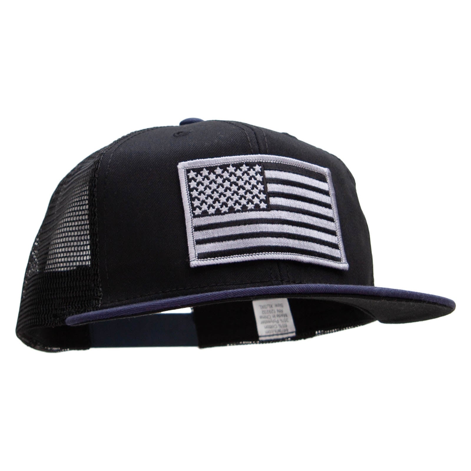 American Grey Flag Patched Big Size Flat Bill Trucker Cap