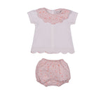 BUTTERFLY | Girls Pink Cotton Scalloped Shortie Set