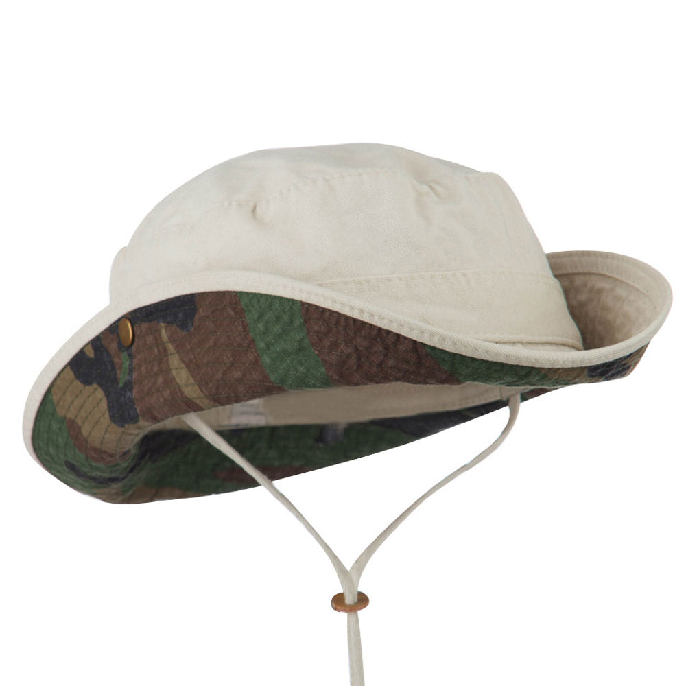 Big Size Camouflaged Brim Cotton Washed Bucket Hat
