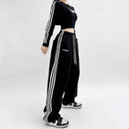 Embroidered Patchwork Wide-Leg Athletic Sweatpants | 4 Colors