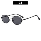 Retro Oval Dual-Beam Metal Sunglasses | UV Protection
