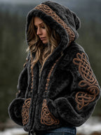 Womens Warm Hooded Zip-Up Cardigan Sweater