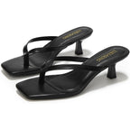 Lullasong Womens Size 6 Black 2" Kitten Heels Open Square Toe Slip On Shoes
