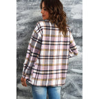 Brown Plaid Button Up Long Sleeve Flannel Shacket