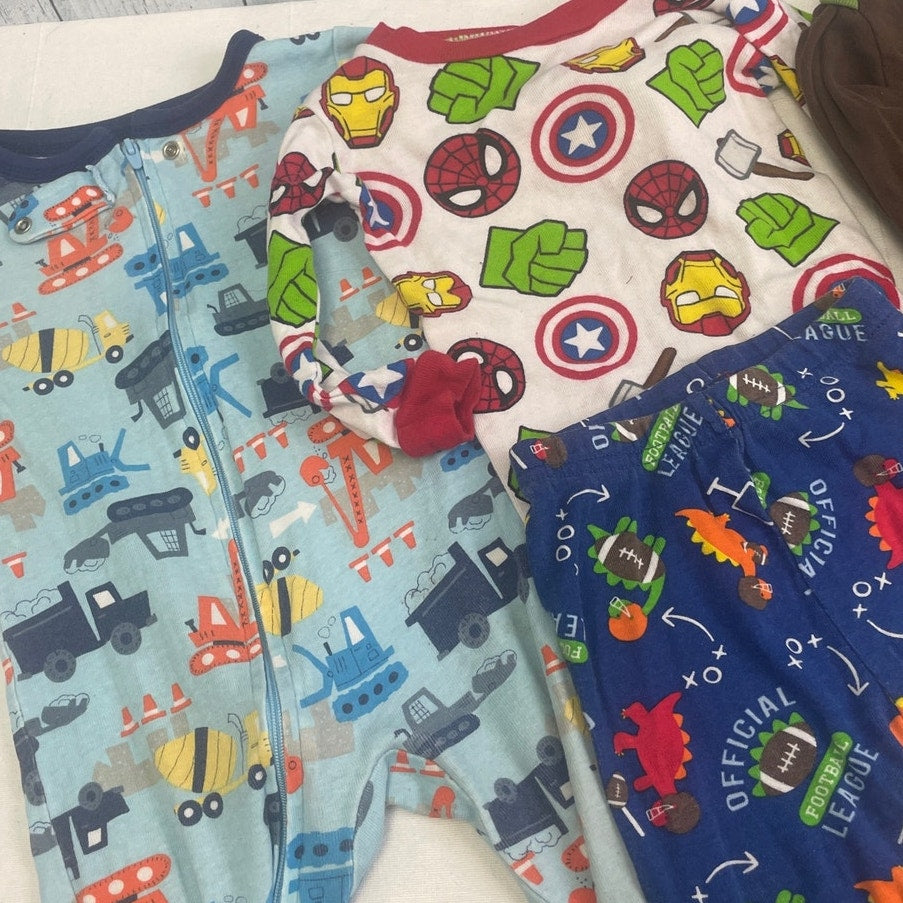 Lot of 5 Carter's Baby Boys 12 Mos Short Sleeve One Piece Sleepwear PJs Clothes
