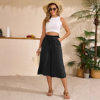 Women’s Elastic Cropped Wide-Leg Pants