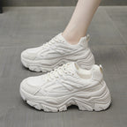 Thick-Bottom Breathable White Shoes for Women — Stylish & Cushioned