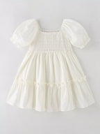 Children's Smocked Puff Sleeve Tiered Dress