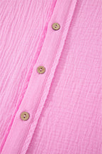 Bonbon Mineral Wash Textured Ruffle Trim Short Sleeve Shirt