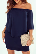 Plus size  Dressing Layered Fiery Red Mini Poncho Dress